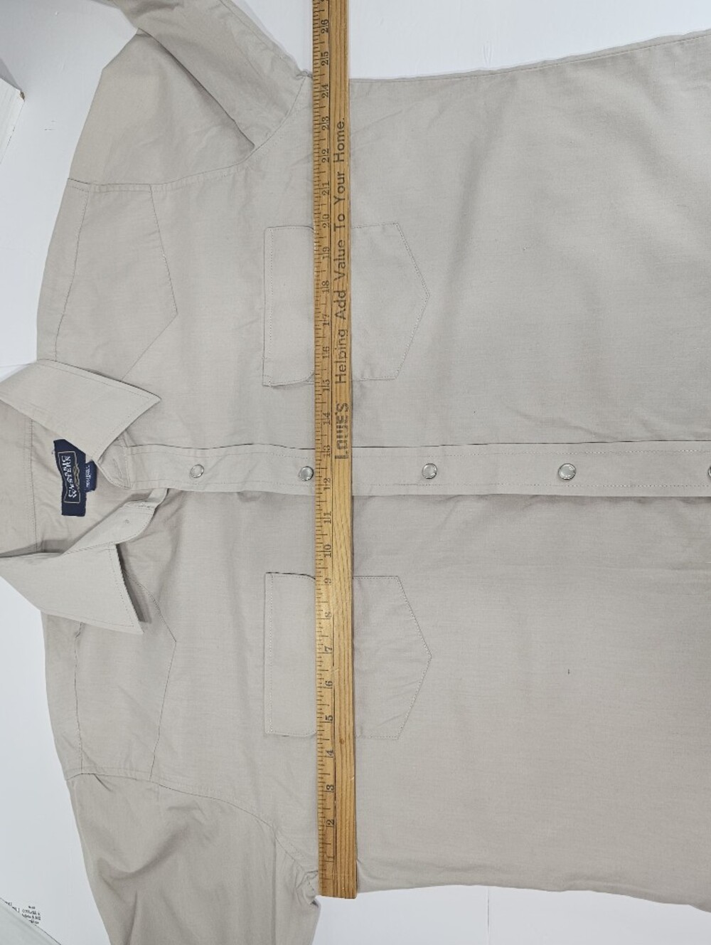 Classic Western Pearl Snap Button Shirt in Light Taupe Mens Sz XL Cowboy - Picture 6 of 8